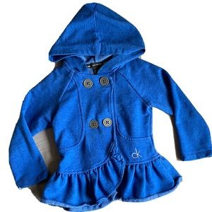 Girls Calvin Klein size 3T Cotton Jacket Ruffled Hem + Hood